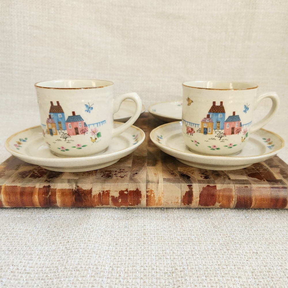 Vintage International Tableworks Heartland Village Mugs and Saucers